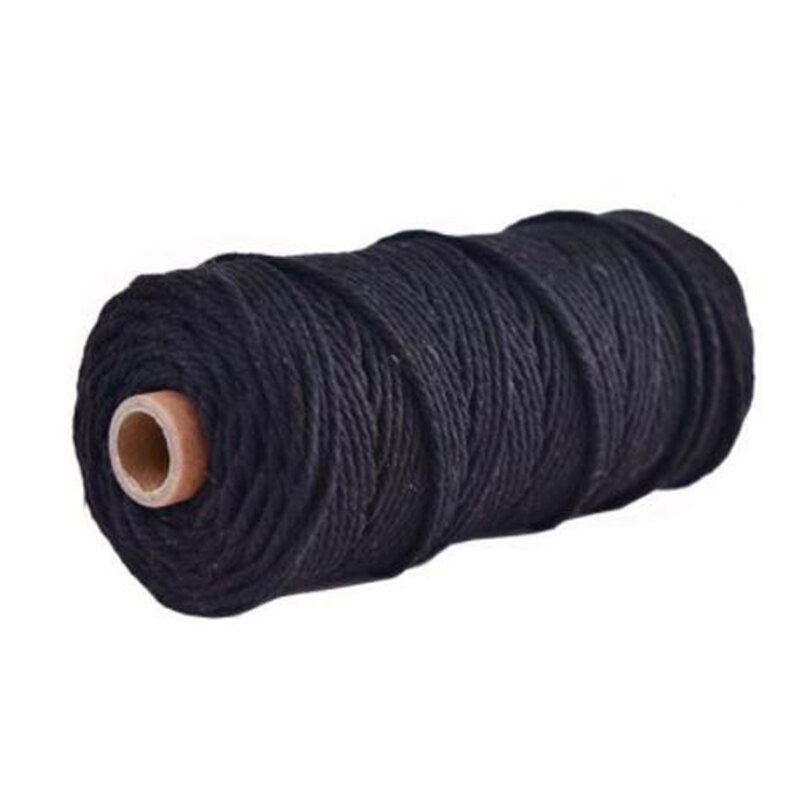 Pure Natural Cotton Rope Color Craft Lace Yarn Rope 100 Meters: Black