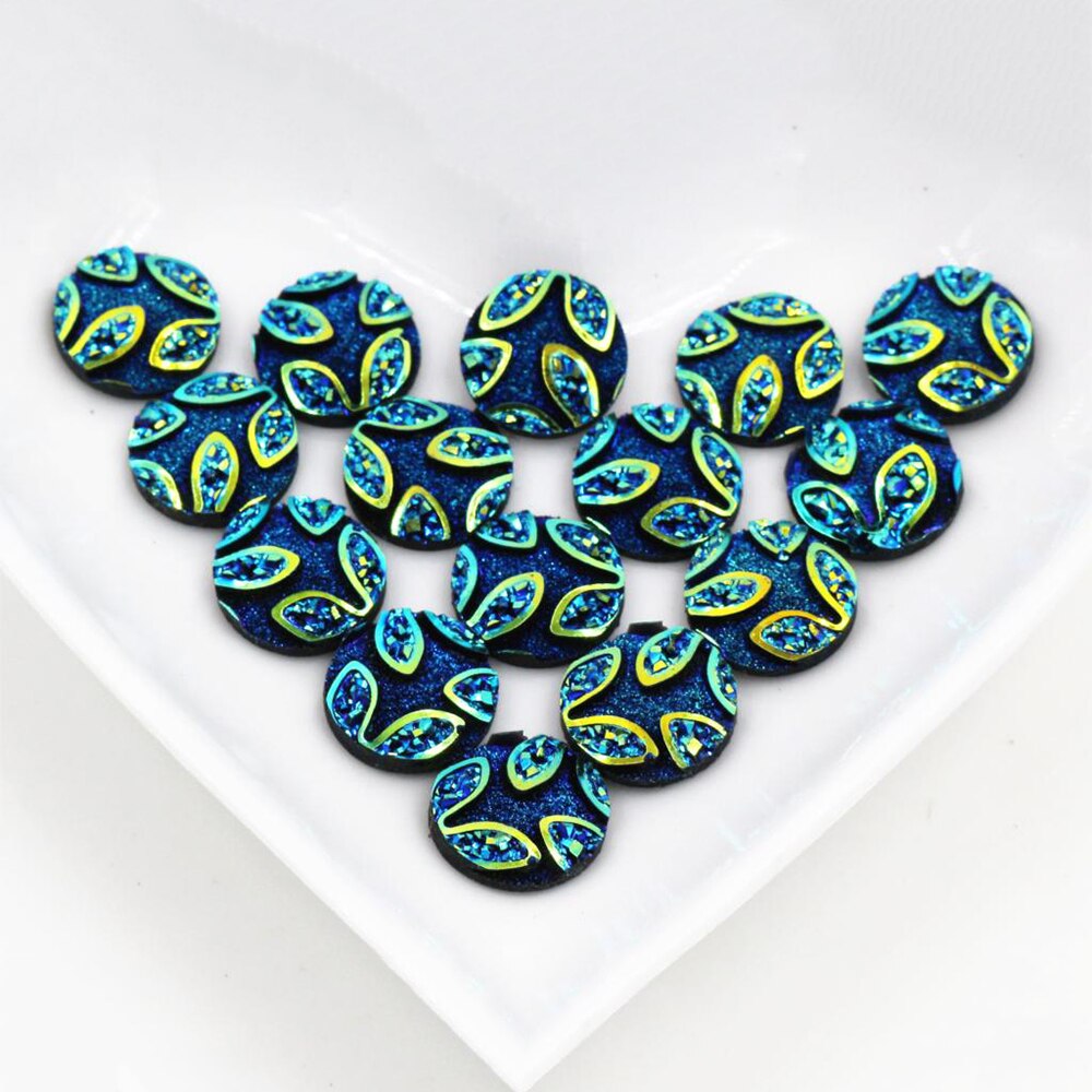 Nowa moda 40 sztuk 12mm Mix niebieski kolory kwiat styl z płaskim z powrotem Cabochons żywiczne Cameo
