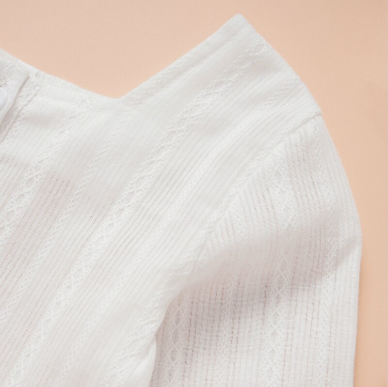 Camisetas blancas de encaje para bebés, bebés, niñas, invierno, primavera, Otoño, camisetas base para niños, blusas de manga larga, ropa de algodón 0-3 y
