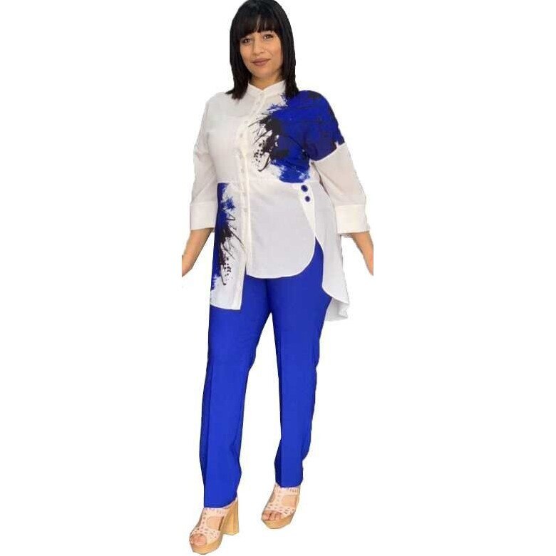 2 Stuk Sets Afrikaanse Sets Voor Vrouwen Afrikaanse Print Elastische Bazin Baggy Broek Rock Stijl Dashiki Mouw Beroemde Pak voor Lady
