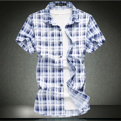 Miesten paidat korkea ruudullinen miesten lyhythihainen ylisuuri paita ruskea sininen plus koko m -4xl 5xl 6xl 7xl #3734: Xxxl
