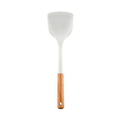 White Silicone Kitchenware 1Pcs non stick cooking pot Kitchen Cookware Spatula Egg Beaters Shovel Soup Spoon kitchen gadget: White Wok Spatula