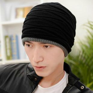 Beanies Knitted Hat Men's Winter Hats For Women Men Caps Gorros Warm Moto Fur Winter Beanie Fleece Knit Bonnet Hat: black