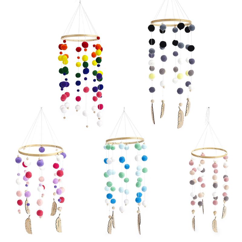 Nordic Hair Ball Crib Wind Chimes Baby Pendant Bed Bell Children Room Decoration