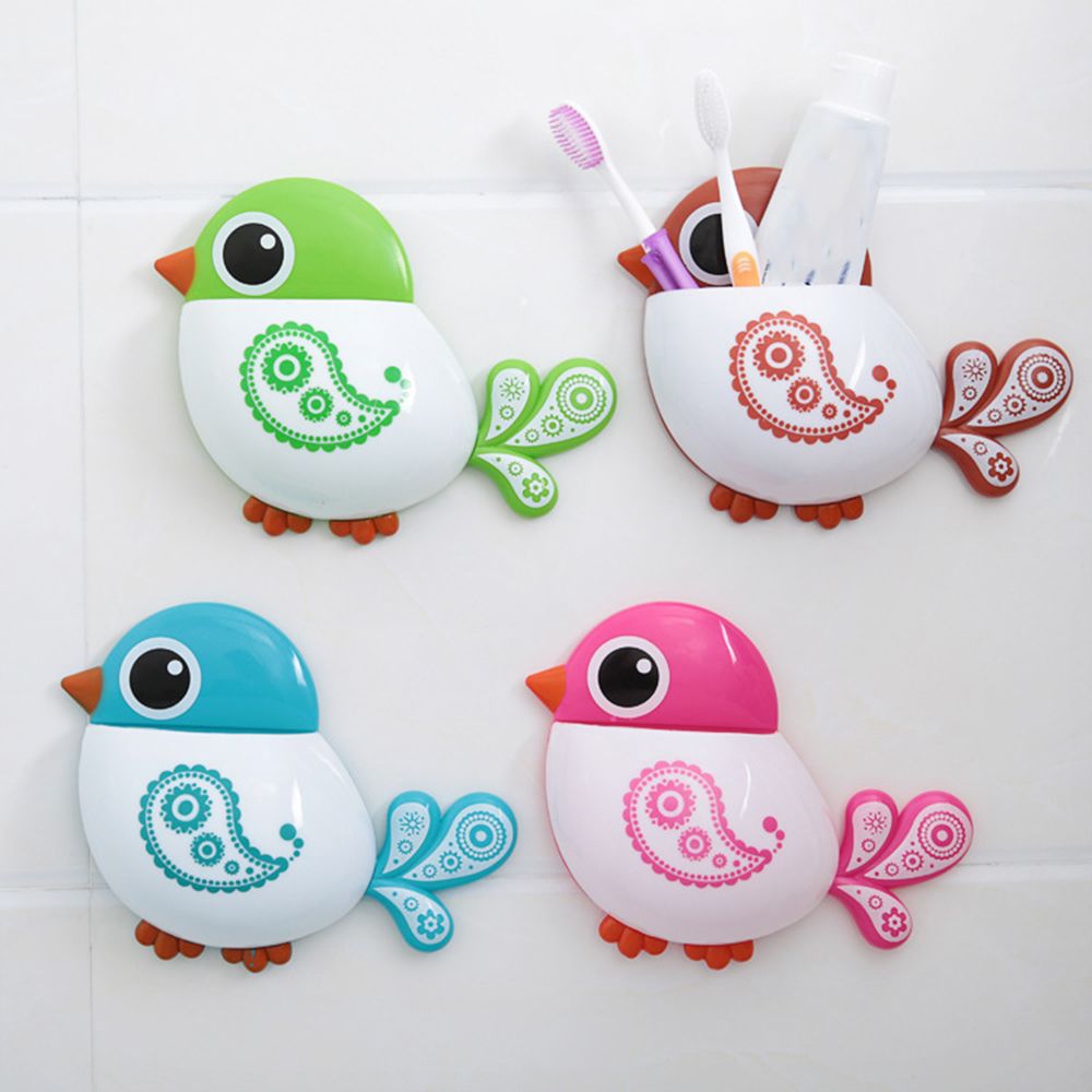 1pc Cartoon Bird Toothpaste Holder Wall Suction Cup for Kid Bathroom Organizer Toothpaste Toothbrush Holder Bathroom Accessories