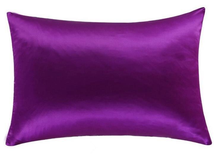Momme-draps en soie de mûrier | Dimensions: 19, 20x30 pouces, 51X76cm, taille de reine avec fermeture éclair cachée, modèle 100%: 8 purple