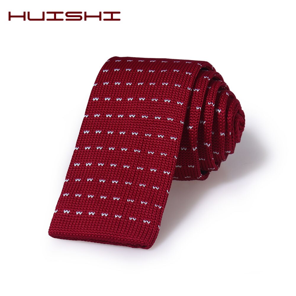 Huishi Slanke Mode Gebreide Banden Voor Mannen 5.5 Cm Solid Blauw Rood Gebreide Tiegreen Gebreide Tie Brown Gebreide Ties