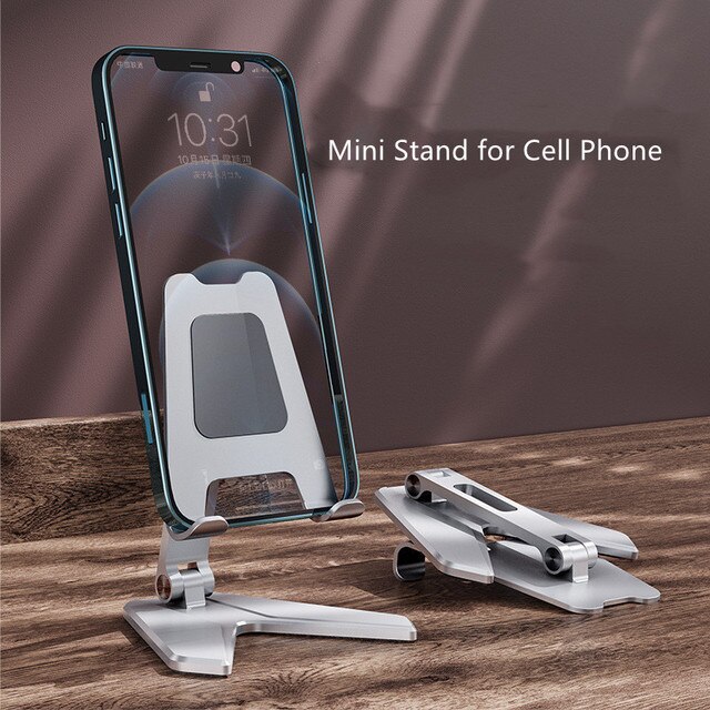 Bordsstativ i aluminium med dubbla axlar justerbar höjd/vinkel för smartphonehållare för surfplattor ritstativ för iphone ipad: Telefonhållare -silver