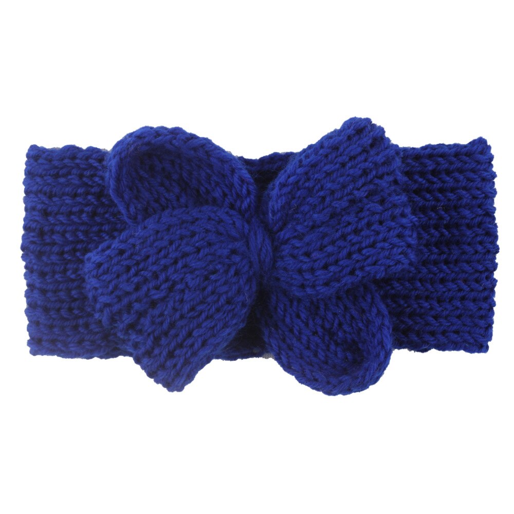 Strikket sløjfe baby pandebånd børn baby sløjfer turban pandebånd vinter varme børn spædbørn hårbånd haarbånd baby hår tilbehør: Dyb blå