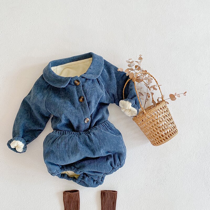 Conjunto de ropa gruesa de invierno para bebés y niñas, conjunto de cárdigan de punto de algodón para bebés, abrigo y pantalones cortos, conjunto de ropa para bebés recién nacidos