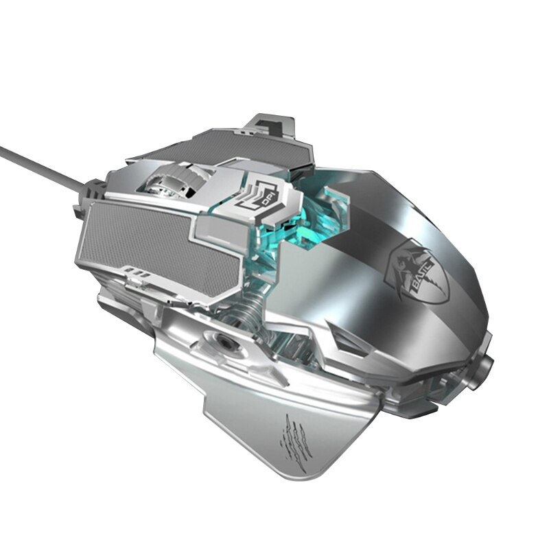 4 Gear DPI Adjustable Wired Programmable Mechanical Mouse RGB LED Breathing Light Gaming Mouse Computer Laptop Accessory: Gray