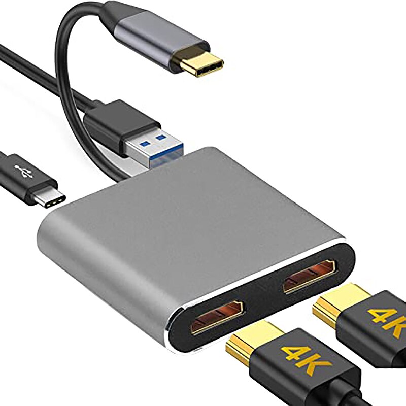 TIPO C a Doppio Adattatore HDMI 4K 3.0 PD Carica per Mac OS/Finestre/Dispositivo androide