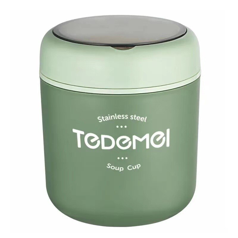 500ML Mini Thermos Soup Cup Lunch Box Stainless Steel Food Thermos Mug Container Microwave Oven Soup Cup Bento Box For Kids: A-Green