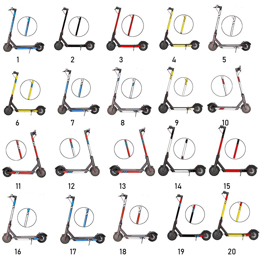1 Set 20 Colors Reflective Styling Stickers Xiaomi Mijia M365 Night Safety Decal Skateboard Warning Strip Electric Scooter Parts
