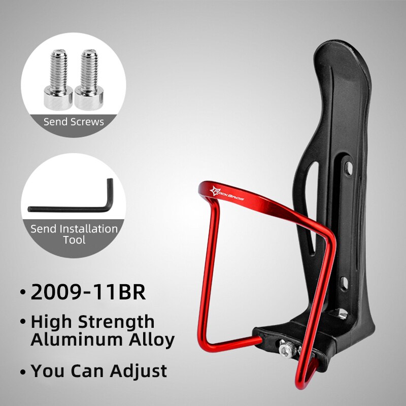 ROCKBROS Bicycle Water Bottle Holder Ultralight Aluminium Alloy Adjustable Bicycle Bottle Cage Cup Holder Bicycle Accessories: 2009-11BR