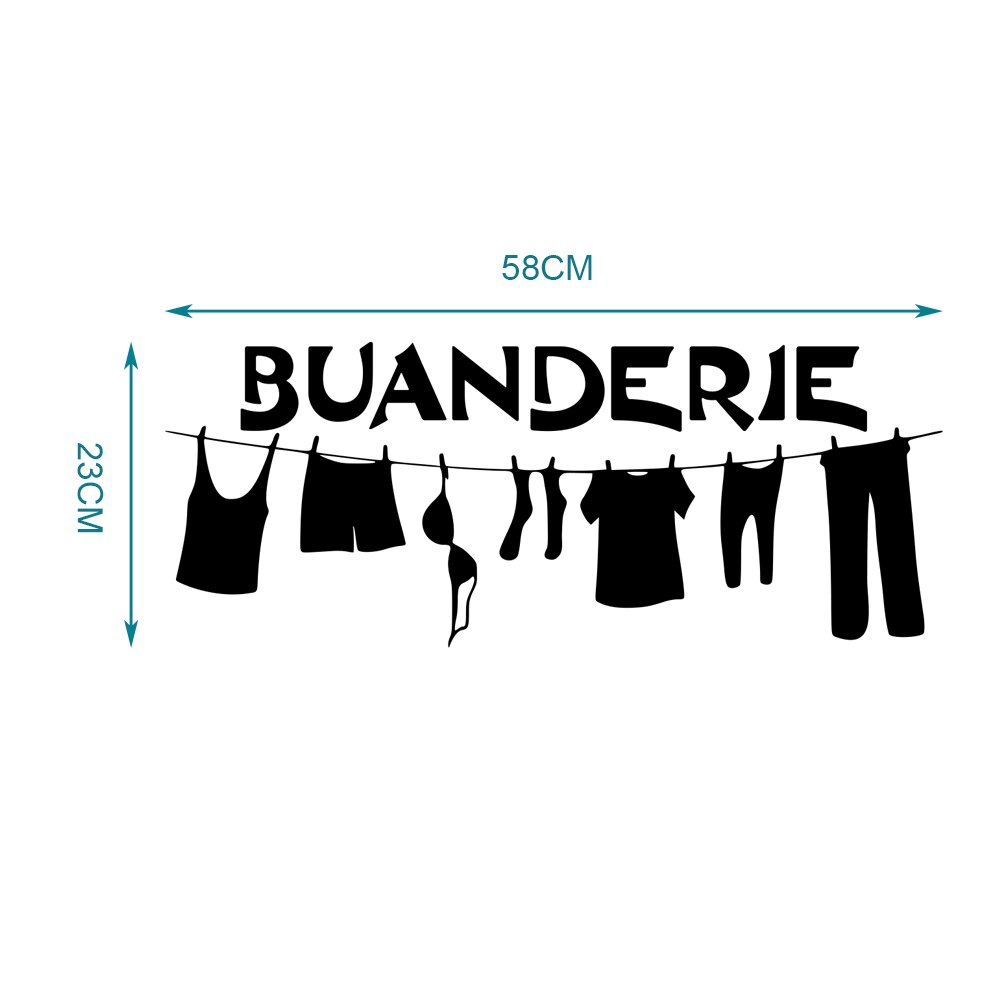 Buanderie Lessive Laundry Room Reminder Washing Quotes Signs Wall Sticker Decoration for Washing Utility Room Removable Decals: DW1997-S