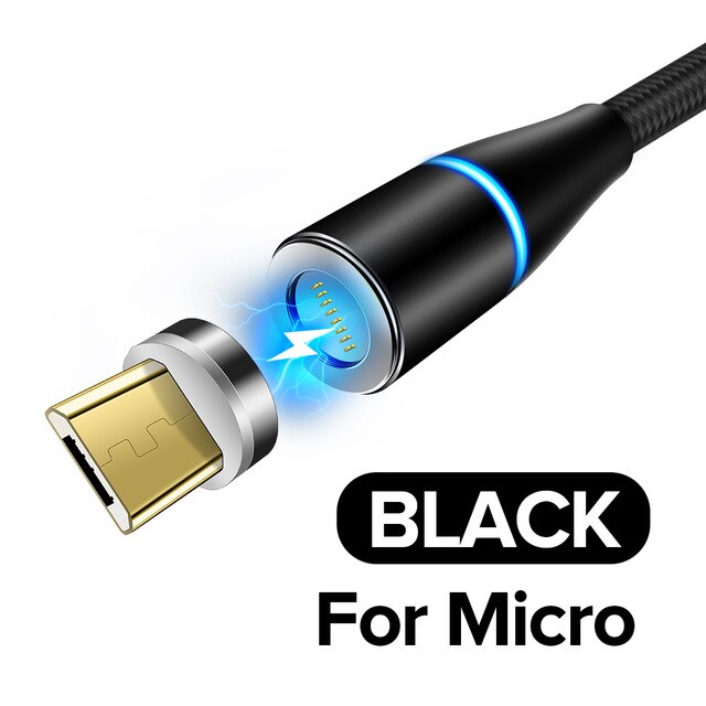 Ładowarka magnetyczna kabel USB typu C robić Huawei P30 P20 zawodowiec kumpel 20 10 9 Honor 20 magnes mikro USB rodzaj-c szybkie ładowanie przewód telefoniczny: For Micro czarny / 2 m