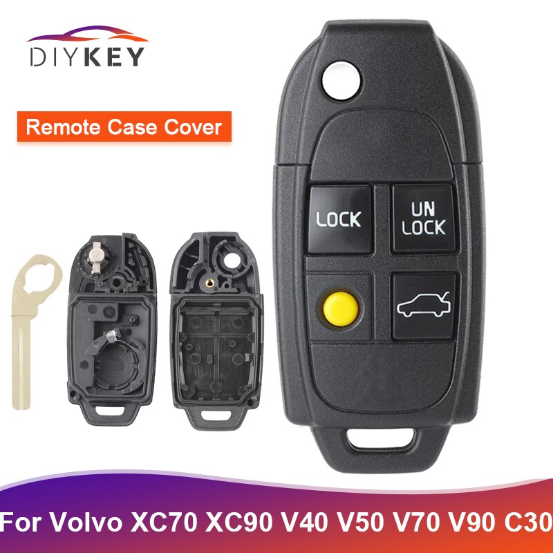 DIYKEY 4 Button Car Remote Shell For Volvo XC70 XC90 V40 V50 V70 V90 C30 C70 S40 S60 S70 S80 Replacement Modified Flip Key Case