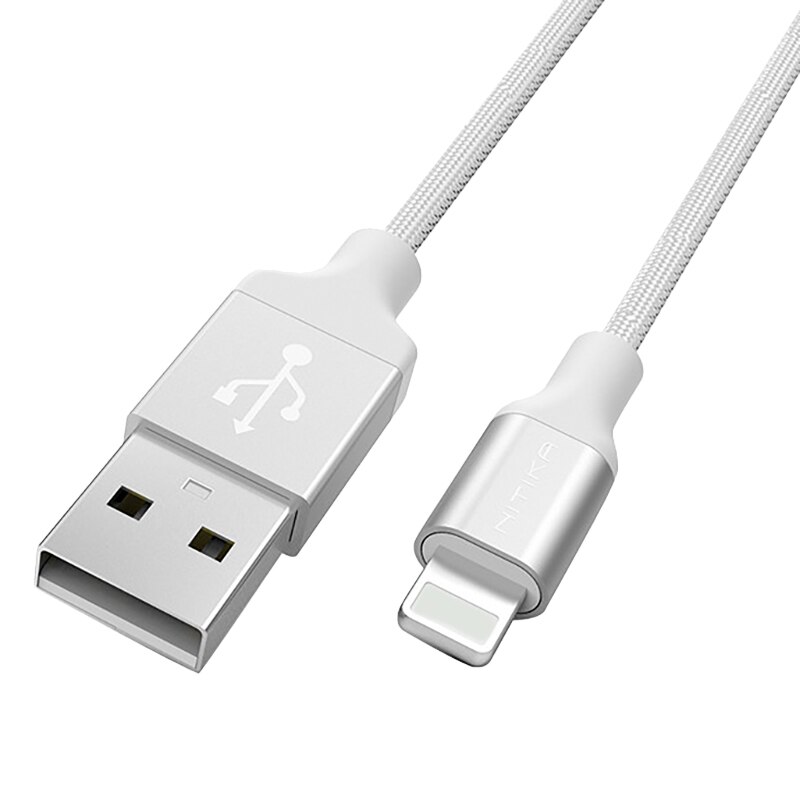 Nitika para apple mfi cabo de dados de carga rápida cabo de dados mfi liga de alumínio cabo trançado de náilon para usb 1m: White