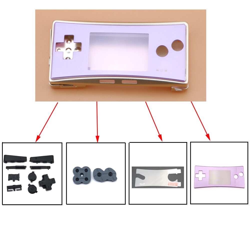 YuXi Metallgehäuse Shell für GameBoy Micro Konsole - Ersatzabdeckung mit leitfähigen Tasten