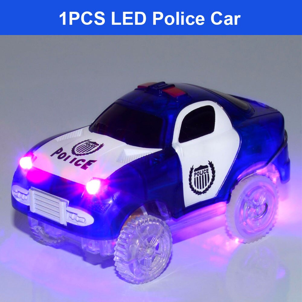 5.5CM DIY Magical Glowing Racing Track Universal Accessories Glow Race Track Diecast Rail Car Toys For Boys Children: 1pcs Police Car