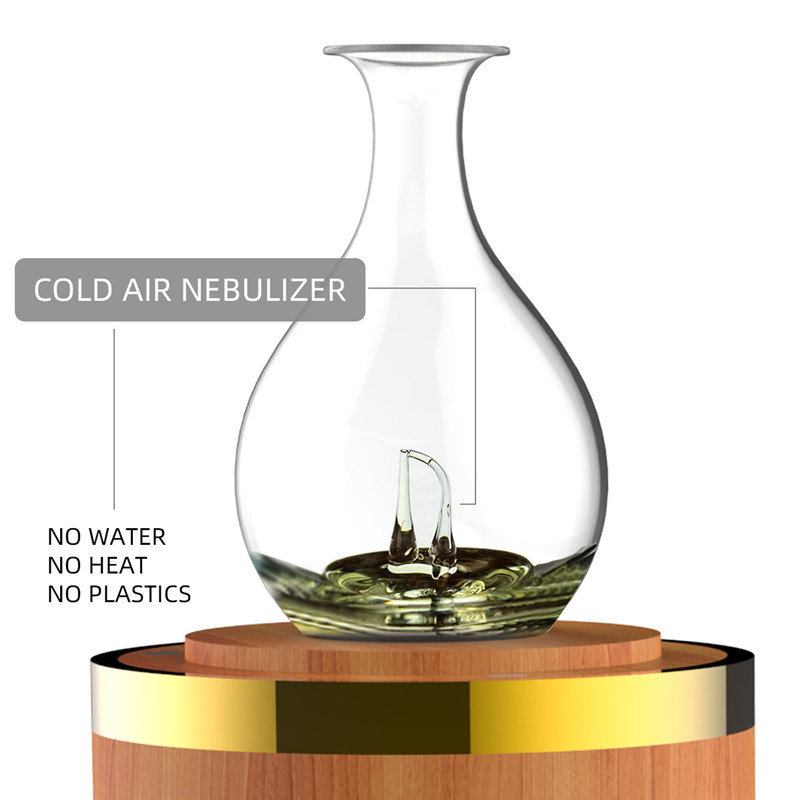 Waterless Nebulizing Essential Oil Diffuse Wooden Glass Aromatherapy Pure Essential Oils Diffuser Air Nebulizer Household