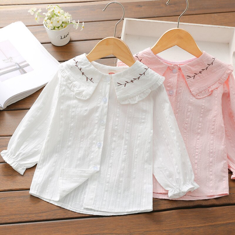 Kindershirts voor meisjes zomer witte blouses kinderverjaardagsshirts schooluniformen 4-16 jaar feestblouses