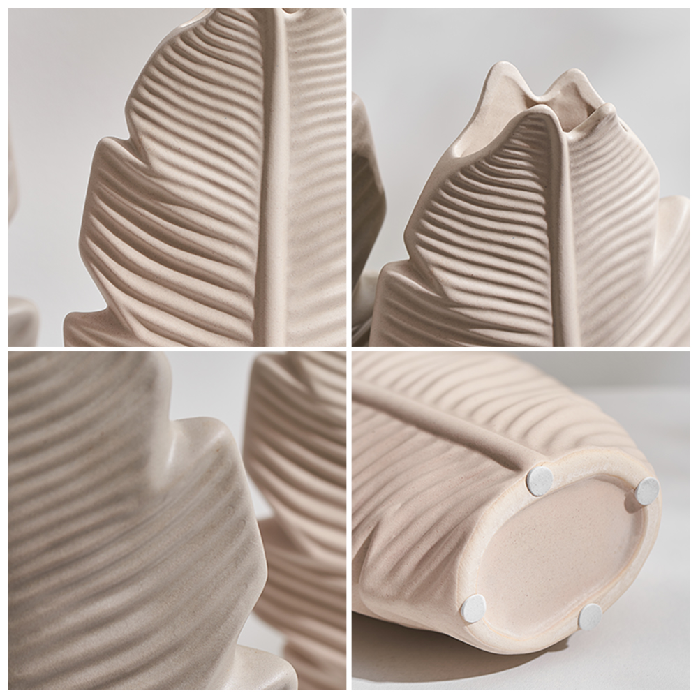 Bathroom Decoration Accessories Ceramic Vase Leaves Model Modern Home Decoration Flower Vase Living Room Decoration White Vases
