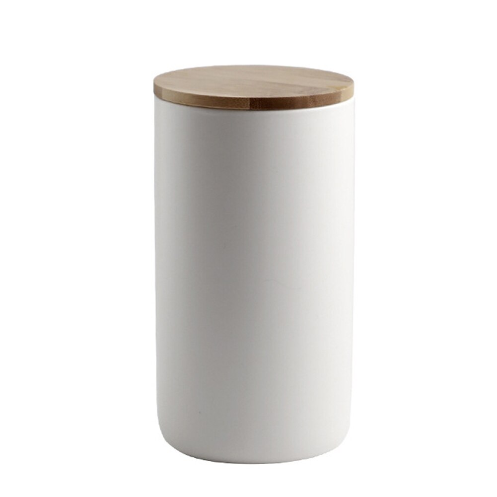 Lata de almacenamiento, recipiente de almacenamiento de utensilios de cerámica, recipiente de café de barro con tapa, tarros de almacenamiento para productos secos, accesorios de cocina: White L