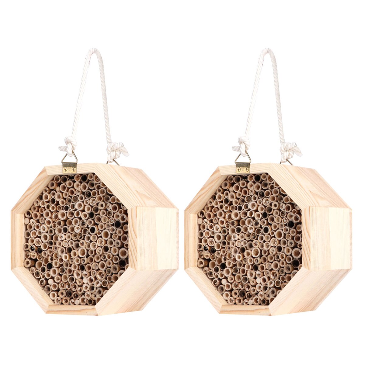 Handmade Natural Bamboo Bee Hive Bee House Attracts Peaceful Bee Pollinators for the Garden
