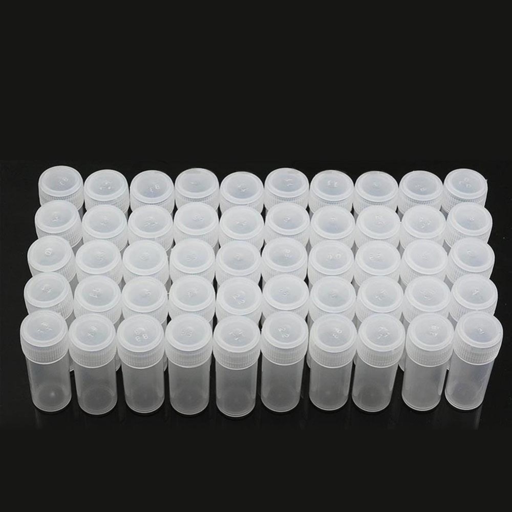 White 50Pcs 5g Volume Plastic Sample Bottle 5ML Small Vial Storage Contain