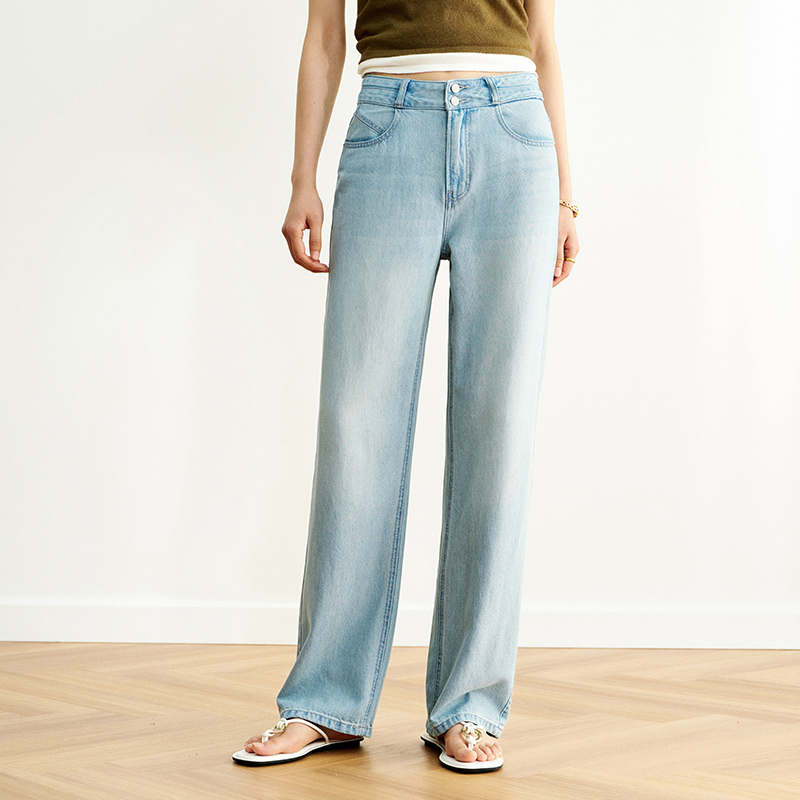 Semir Jeans Women Cool Feeling Long Pants Summer Wide Leg Pants for Trendy Looks: XXL / Yellow