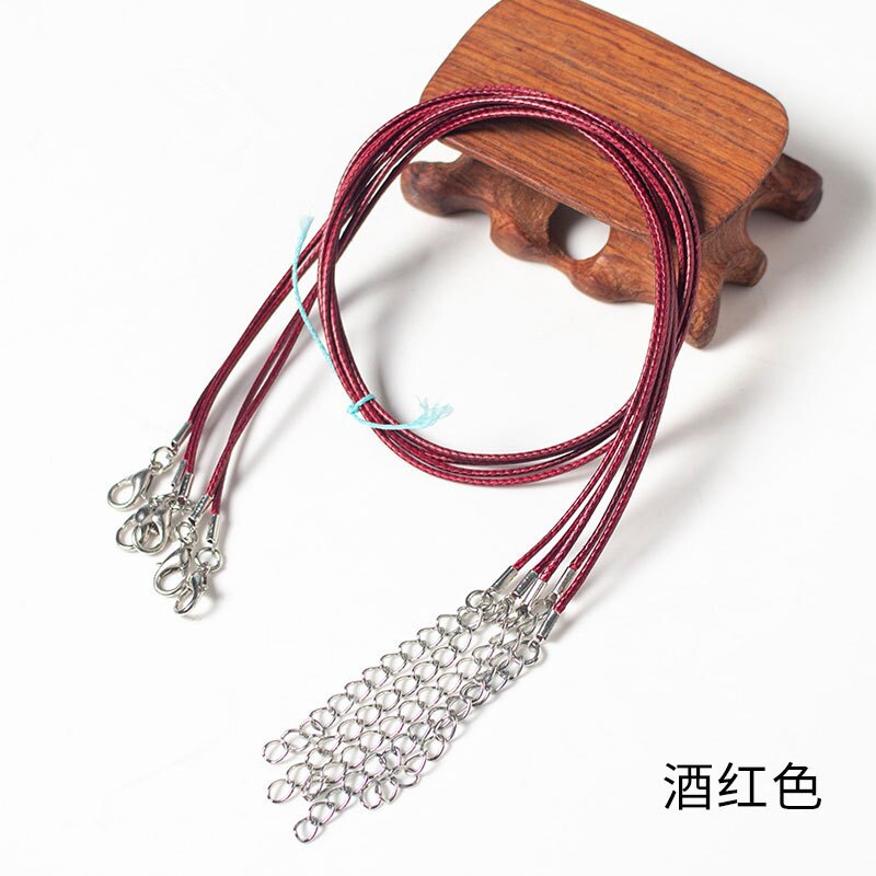 10/20/50 Uds. Colgante de collar de cordón de cadena de cuerda de hilo encerado de cuero colorido para manualidades de joyería de cuerda con cierre de langosta hecho a mano