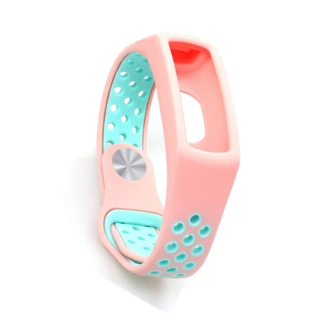 Correa de silicona para Huawei Honor Band 4 5 pulsera deportiva inteligente dos tonos porosa correa de reemplazo transpirable para Honor Band 3 4 Band5: pink cyan