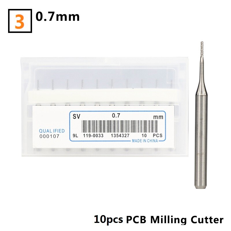 Ensemble de fin de fraise pour Machine PCB, 0.5-0.7mm, 10 pièces, CNC embouts de routeur en carbure, fraise PCB: 10pcs 0.7mm