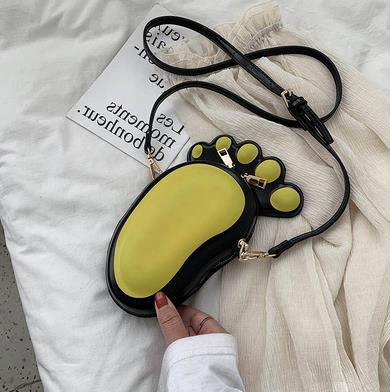 Sjov lille fod roman ung piges afslappede skuldertaske håndtaske crossbody mini taske pung kvinder daglige punge pu læder: Gul