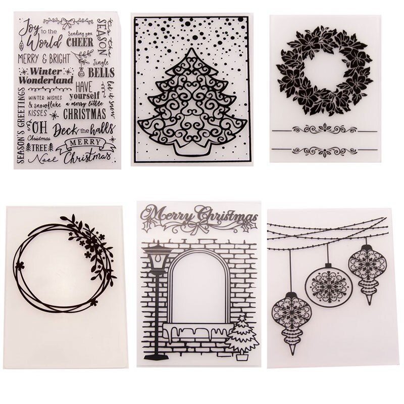 3D Embossing Folders for Card Making DIY Stencil Plastic Christmas Embossing Folder Scrapbooking Photo Album Card Template Tools