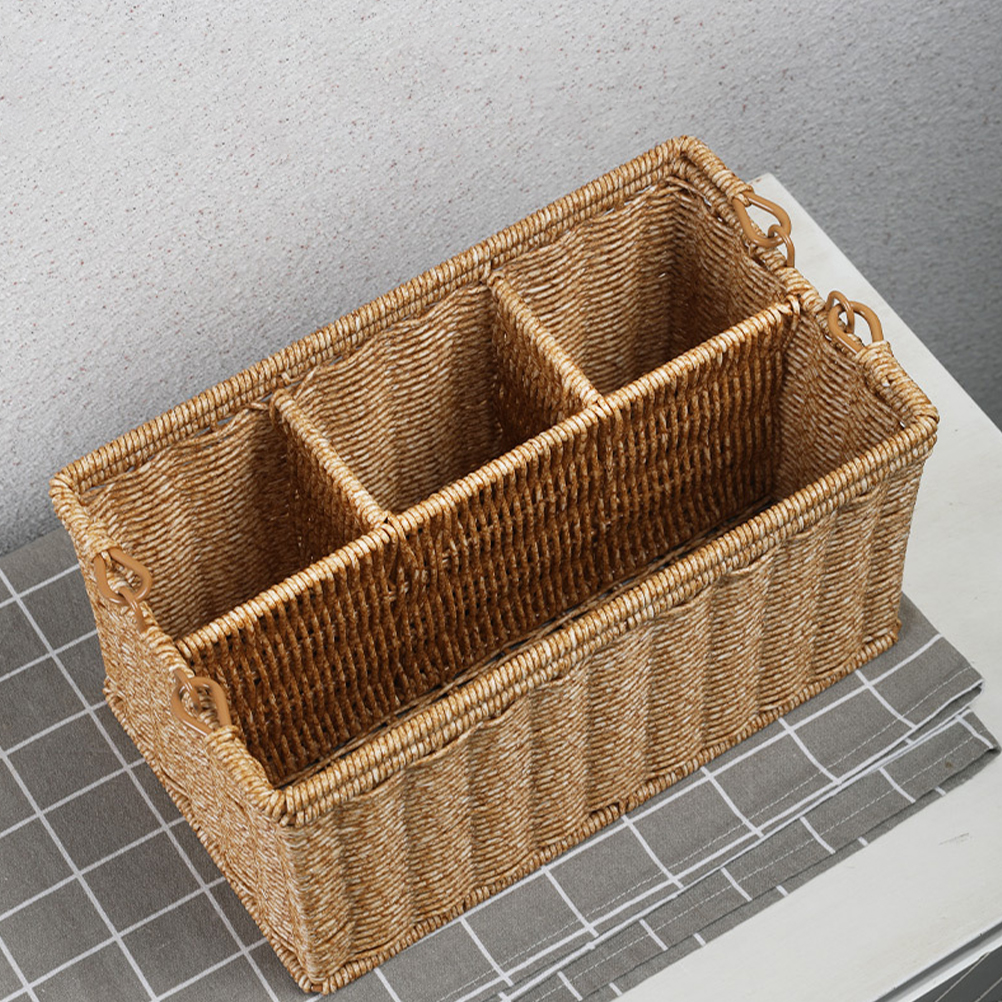 Cesta de herramientas, contenedores de almacenamiento tejidos, cestas tejidas decorativas, cestas de mimbre de imitación, cajas de almacenamiento, ganización de almacenamiento para el hogar