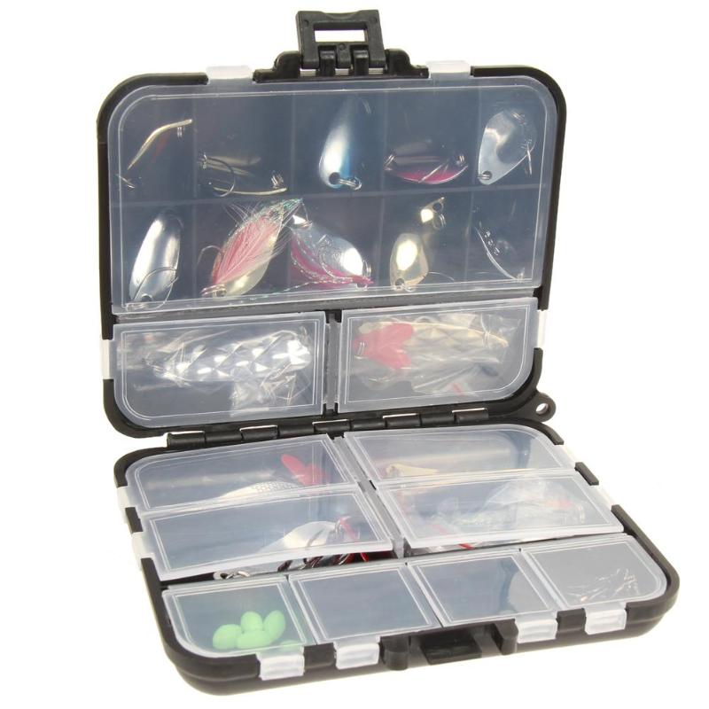 37Pcs Mixed Fishing Lures Hook Box Artificial Spoon Bait Set Fishing Kit Spinning Hard Bait Pesca Square Fishhook Box
