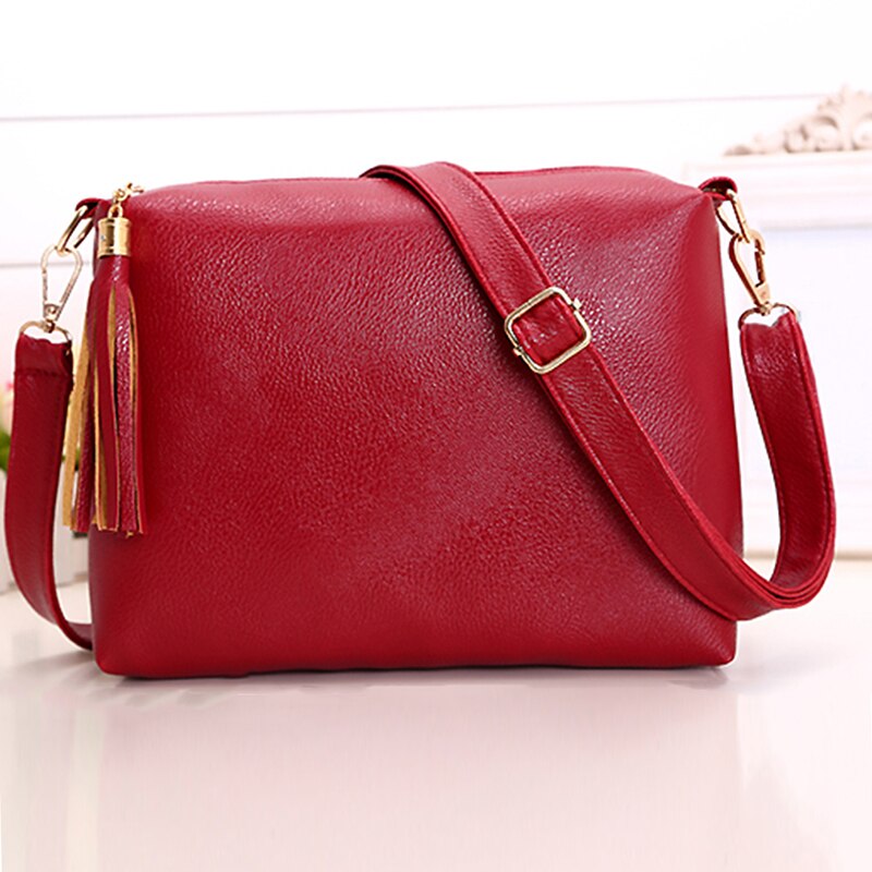 Vrouwen Tassen Leather Crossbody Bag Vrouwelijke Schoudertas Kwastje Luxe Vrouwen Grote Capaciteit Tassen Effen Kleur
