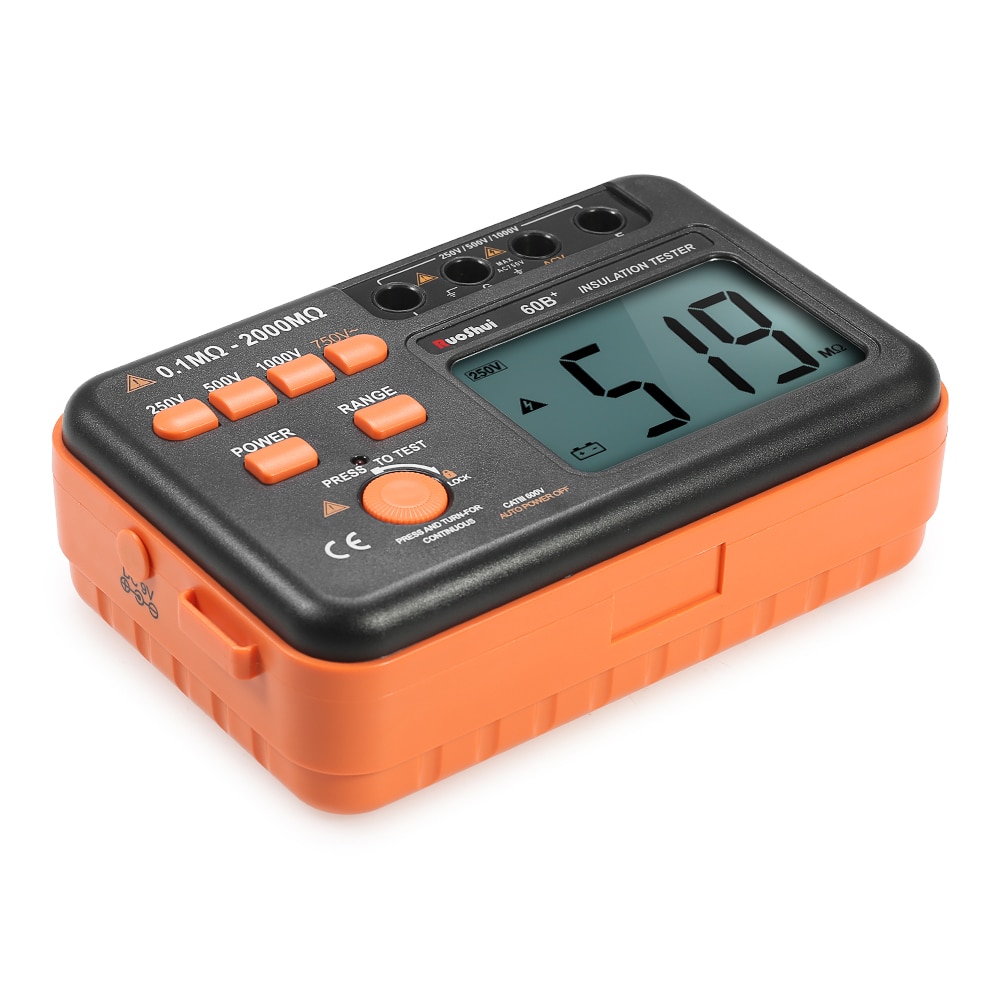 Ruoshui 60b+ 1000v isolationsmodstand meter høj percision megger lcd jord jord tester megohmmeter voltmeter baggrundsbelysning
