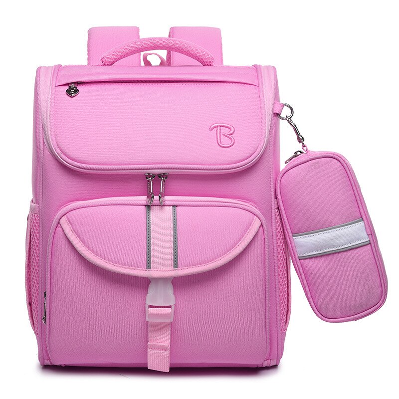 Waterdicht Kinderen Schooltassen Voor Meisjes Jongens Vouwen Basisschool Rugzakken Kids Orthopedische Rugzak Mochila Escolar: pink