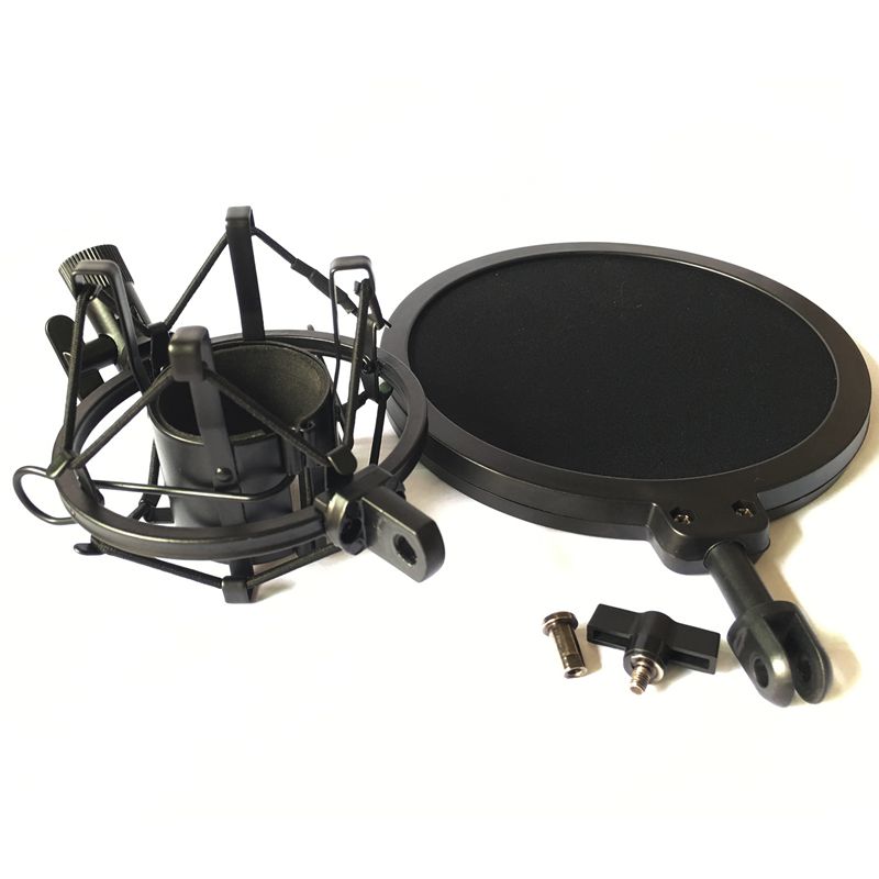 Microphone Mic Shock Mount With Shield Articulating Head Telescoping Height Microphone Holder Stand Bracket