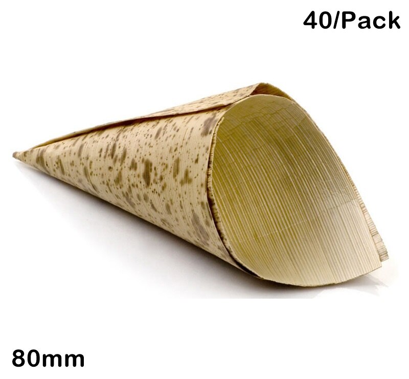 - tilbehør til festbryllup, miljøvenligt engangsservice , 85*55mm mini pommes frites/chips bambus blad kegle , 40/ pakke: 80mm