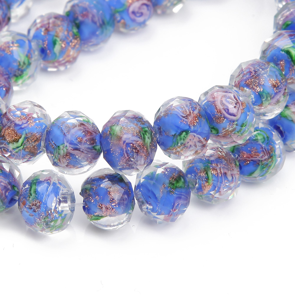 8/10mm Murano Glass Lampwork Beads for Jewelry Making Necklace Diy Bracelet Rondelle Faceted Flower Beads Accessories Supplies: PURPLE / other