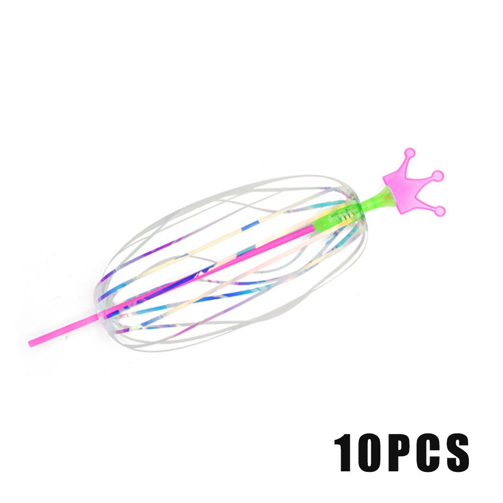 Variety Magic Flashing Twisted Bubble Wand Light-up Spin Rainbow Bubble Ball Toy for Kid Random Color M09: 10 pcs