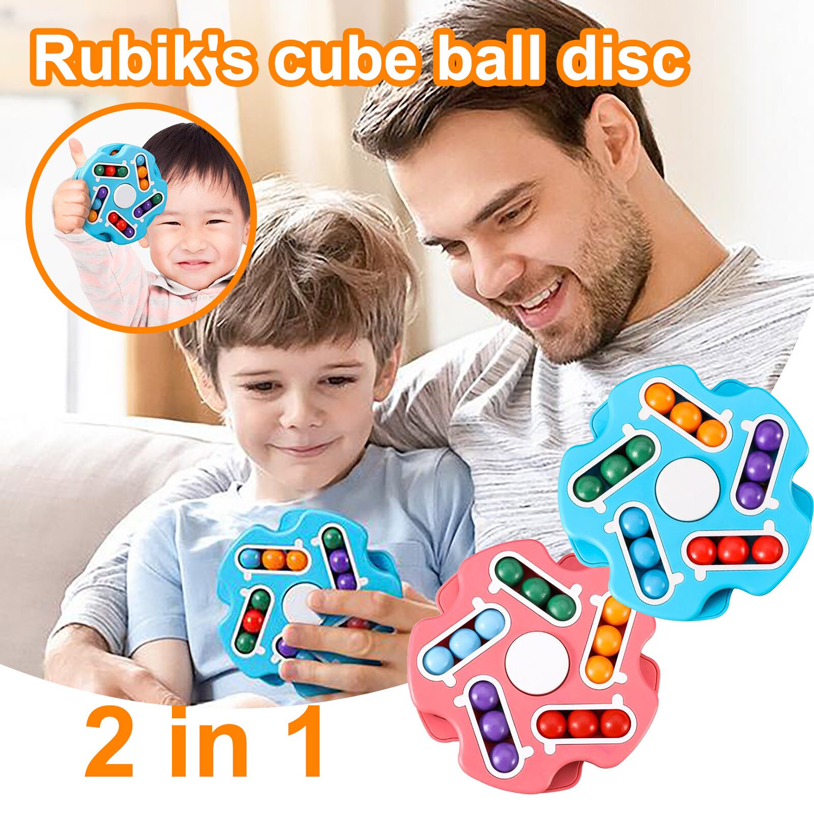 Rotating Magic Toy, Double-Sided Playable Circular Rotating Small Beads Kids Stress Relief Toy Funny Educational Game