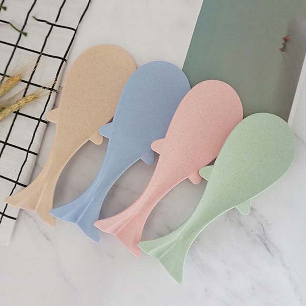 Cartoon Fish Shape Wheat Straw Plastic Rice Spoon Spatula Spoon Non-stick Rice Spoon Rice Paddle Soup Sauce Rice Scoop
