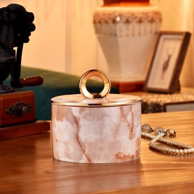 Ceramic Cotton swab box: D Dia12X12cm