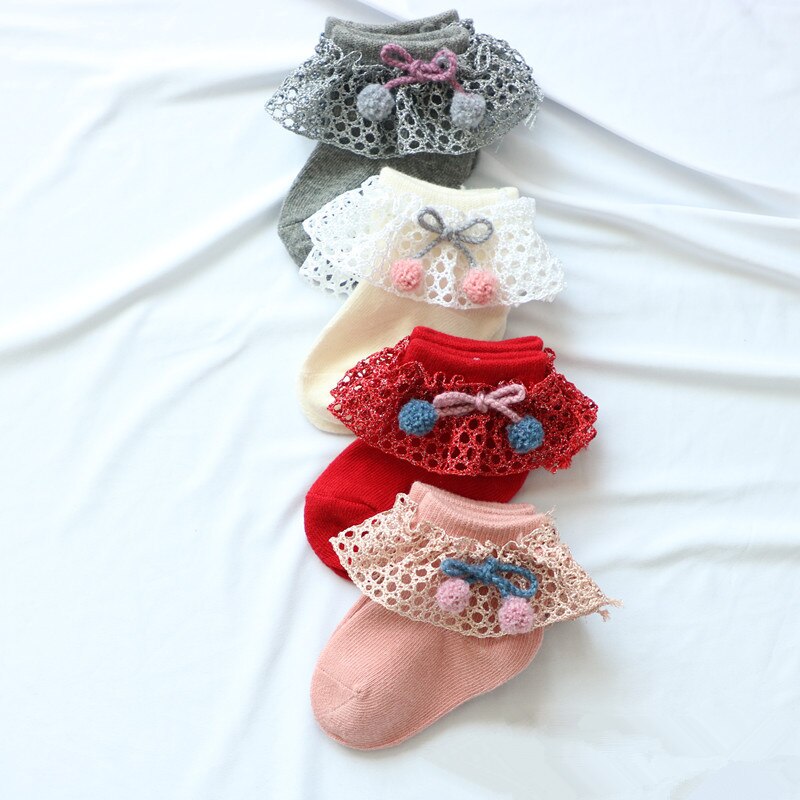 Baby Infant Bowknot Socks Autumn Winter Lace Princess Socks Cotton Baby Girl Ankle Socks Baby Stuff for Newborn for 0-1Year